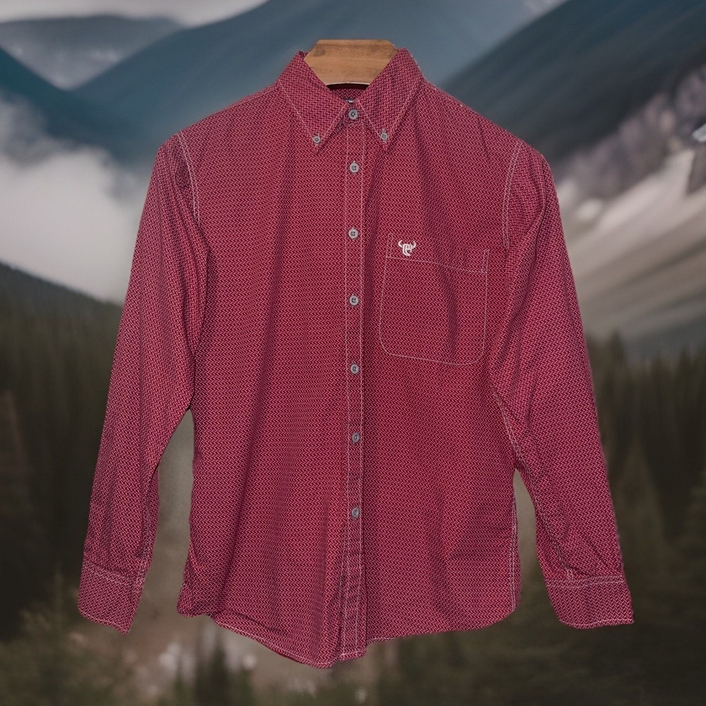 Cowboy Hardware Shirt Men Small Long Sleeve Button Down Ranch Rodeo Western‎